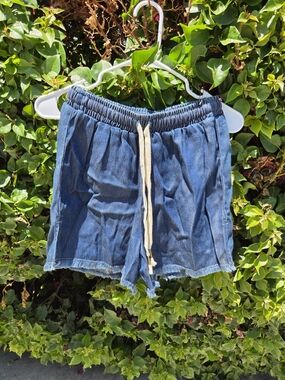 Maven West Tencel Denim Drawstring Shorts Women's Small Blue Silky Wash